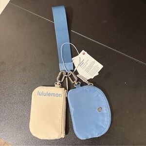 Lululemon dual pouch wristlet blue/ white